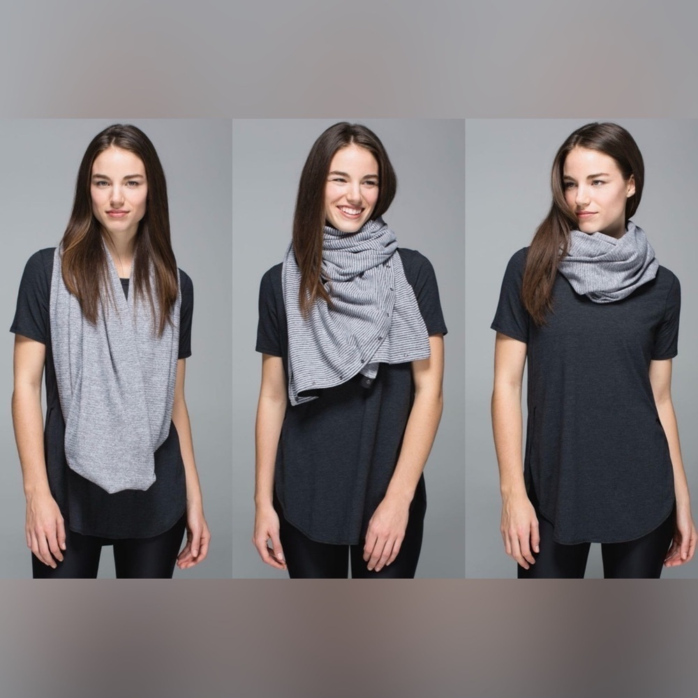 Lululemon Womens Vinyasa Scarf Rulu Mini Check Pique White Heathered Black